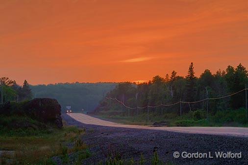 Trans-Canada Highway At Sunset_49791.jpg - Photographed on the north shore of Lake Superior in Ontario, Canada.